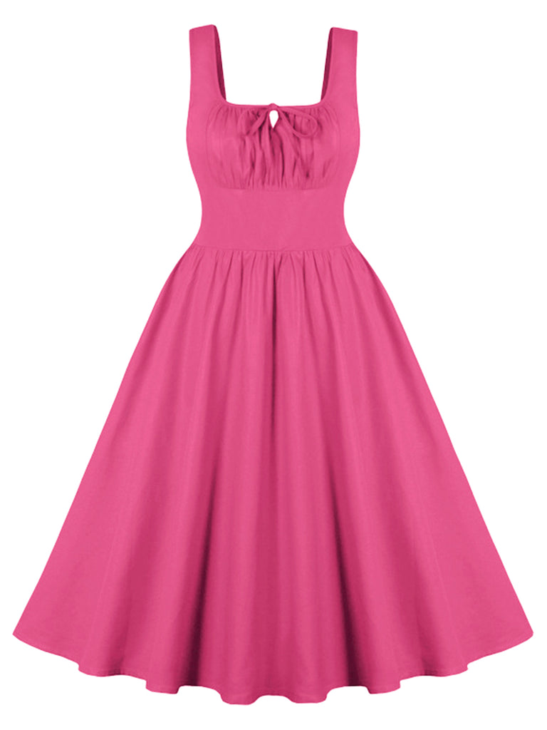 1950s Solid Wide Strap Dress