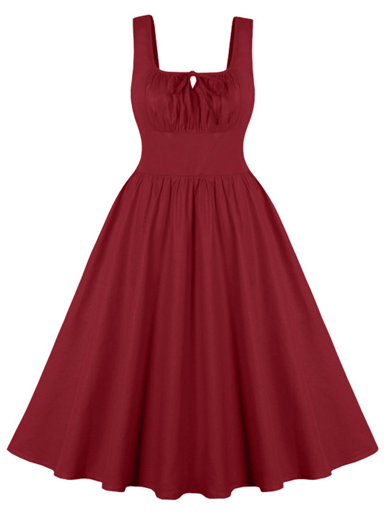 1950s Solid Wide Strap Dress