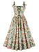 Multicolor 1950s Lace-Up Floral Dress