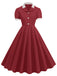 1950s Contrast Short Sleeve Lapel Dress