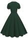 1950s Contrast Short Sleeve Lapel Dress