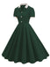 1950s Contrast Short Sleeve Lapel Dress