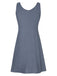 Grey 1970s Solid Buttoned Straps Dress