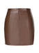 Brown 1950s Solid Faux Leather Pencil Skirt