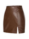 Brown 1950s Solid Faux Leather Pencil Skirt