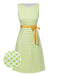 Green 1960s Waist Tie Gingham Mod Dress