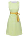 Green 1960s Waist Tie Gingham Mod Dress