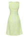 Green 1960s Waist Tie Gingham Mod Dress