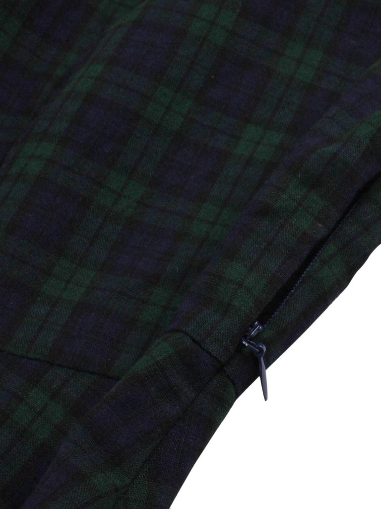 Green 1950s Blackwatch Tartan Lapel Dress