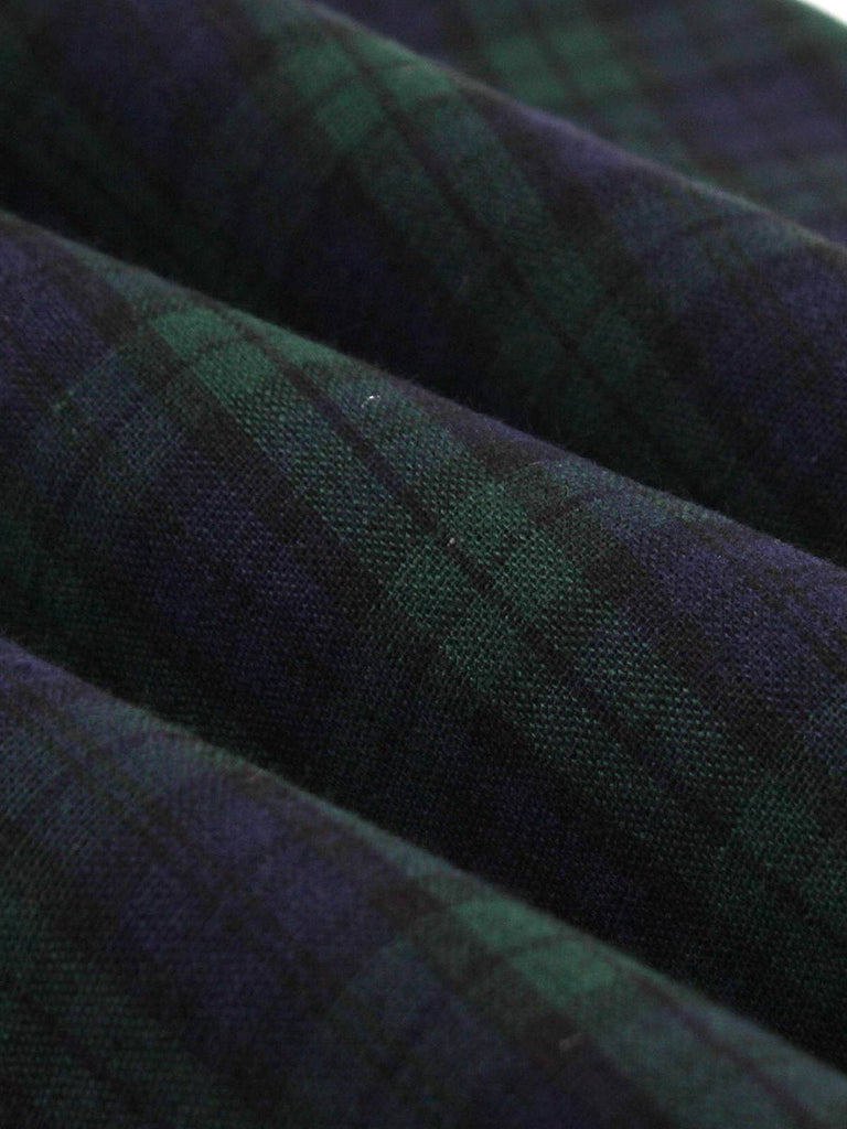 Green 1950s Blackwatch Tartan Lapel Dress