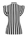 2PCS Black 1930s Stripes Tie Collar Blouse & Suspender Pants