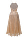 1920s Sequined Backless Halter Dress