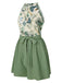 2PCS 1950s Floral Print Halter Top & Belted Shorts