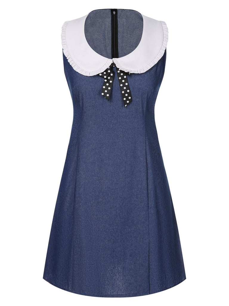 Blue 1960s Peter Pan Collar Denim Dress