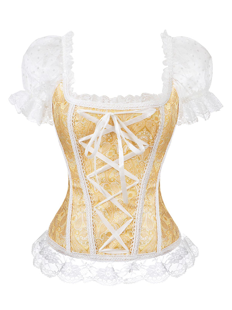 1970s Steampunk Lace Puff Bind Corset Top