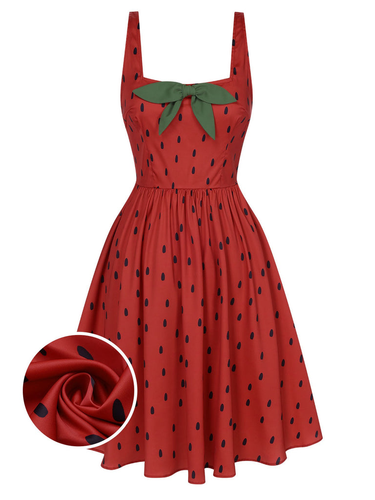 [Pre-Sale] Red 1950s Strawberry Seed Straps Dress