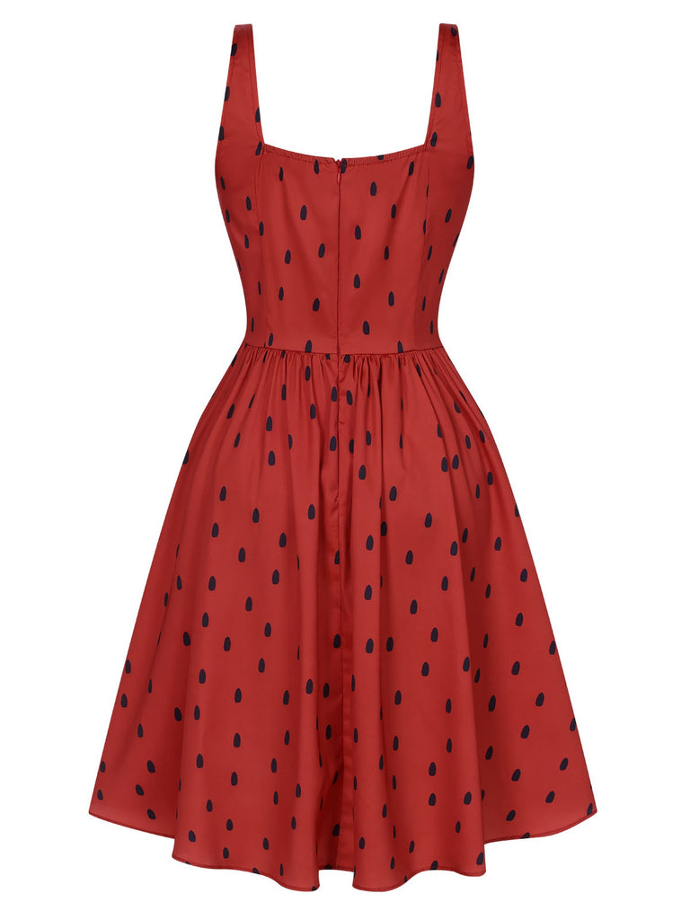 [Pre-Sale] Red 1950s Strawberry Seed Straps Dress