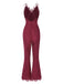 1960s Spaghetti Strap V-Neck Lace Jumpsuit