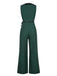 Green 1930s Linear Patchwork Lace-Up Jumpsuit