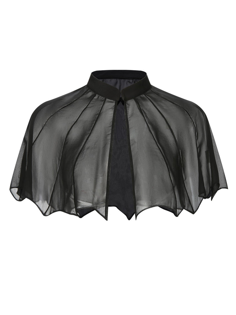 [Pre-Sale] Black 1950s Solid Bat Wing Sheer Cape