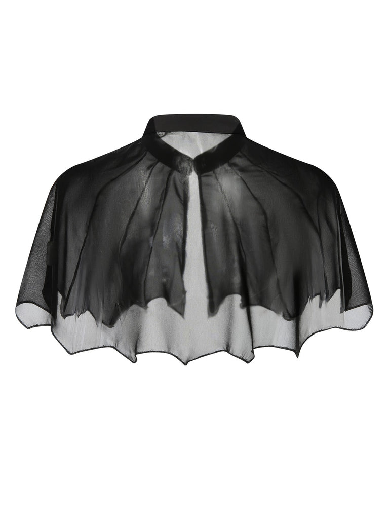 [Pre-Sale] Black 1950s Solid Bat Wing Sheer Cape