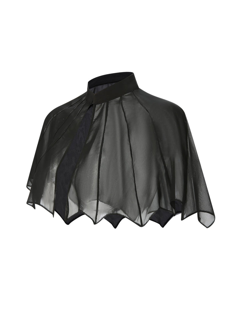 [Pre-Sale] Black 1950s Solid Bat Wing Sheer Cape