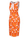 Orange 1960s Tie Neck Floral Sleeveless Dress