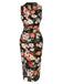 Multicolor 1960s Floral Side Slit Pencil Dress