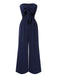 Dark Blue 1960s Solid Bow Strapless Jumpsuit