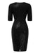 1960s V-Neck Sequined Half Sleeves Bodycon Dress