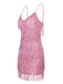 Pink 1920s Spaghetti Strap V-Neck Fringe Dress