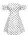 White 1950s Off-Shoulder Polka Dots Dress