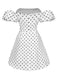 White 1950s Off-Shoulder Polka Dots Dress