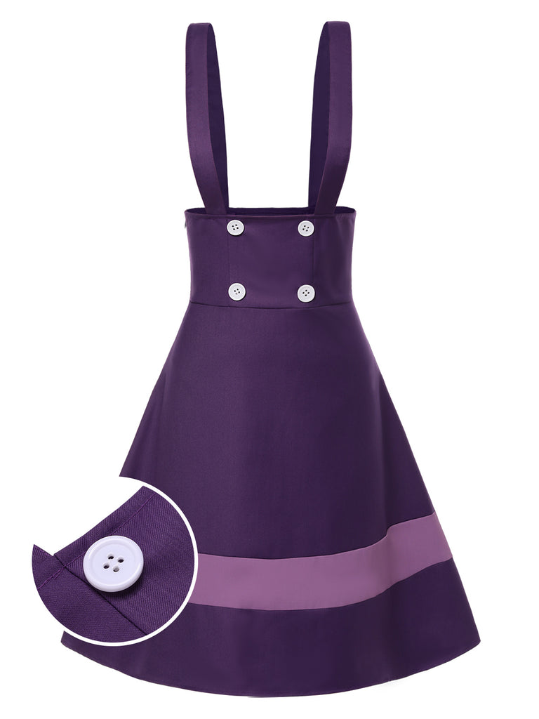 [Pre-Sale] Purple 1960s Solid Button Pinafore Skirt