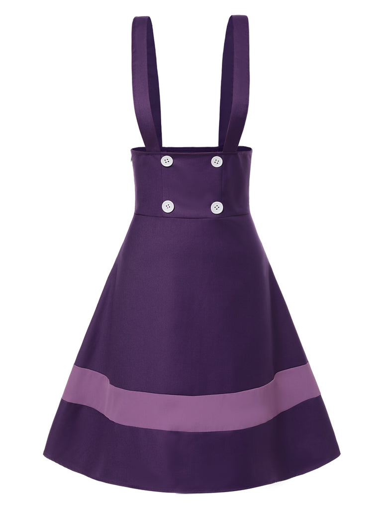 [Pre-Sale] Purple 1960s Solid Button Pinafore Skirt