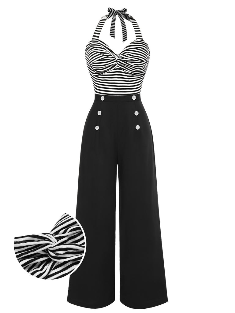 Black and white halter jumpsuit online