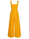 Yellow 1930s Strap Button Solid Jumpsuit