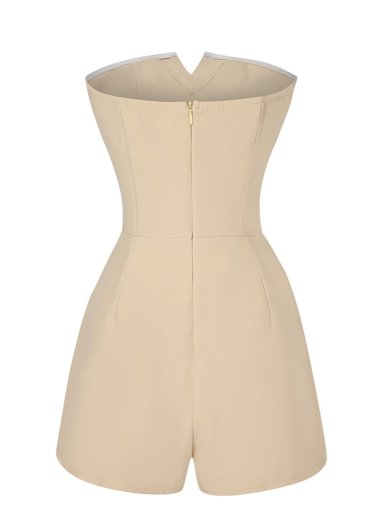 Apricot 1950s Solid Strapless Romper