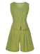 2PCS Light Green 1950s Solid Top & Shorts