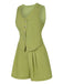 2PCS Light Green 1950s Solid Top & Shorts