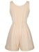 Beige 1950s Strap Belted Sleeveless Romper