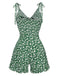 Green 1950s Ditsy Floral Tie Front Romper