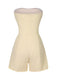 Beige 1950s Solid Pocket Bandeau Romper