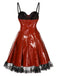 Red 1970s Steampunk Glossy Lace-Up Suspender Dress