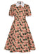 1950s Rose Lapel Puff Swing Dress