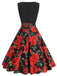 Red 1950s Roses Patchwork Swing Dress