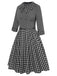 [Pre-Sale] 2PCS 1950s Lapel Rolled Sleeve Plaids Coat & Strap Dress