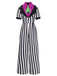 Black&White 1980s Striped Contrast Jumpsuit