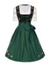 2PCS 1950s Oktoberfest White Top & Black Dress & Green Apron