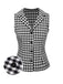 [Pre-Sale] Black 1940s Lapel Gingham Sleeveless Top